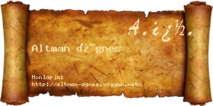 Altman Ágnes névjegykártya