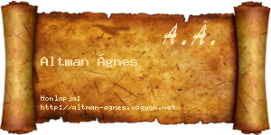 Altman Ágnes névjegykártya