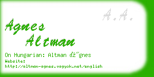 agnes altman business card